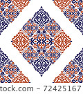 Orange and blue luxury ornament seamless pattern.  72425167