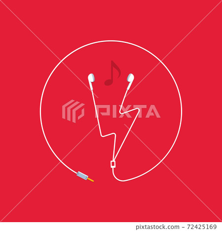 Shape of lightning strike from earphones. Vector Illustration Shape of lightning strike from earphones. Vector Illustration 72425169