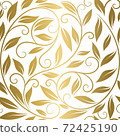 White and gold leaves seamless pattern.  72425190