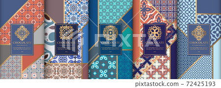 Colorful packaging design of chocolate bars.  72425193