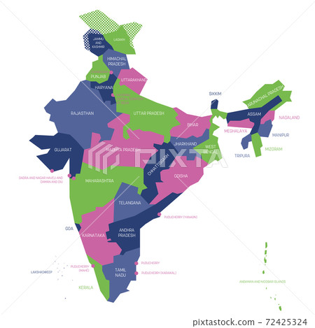 India - political map of administrative divisions 72425324