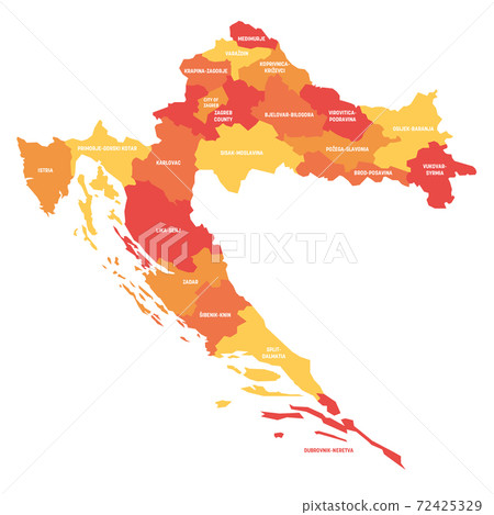 Croatia Map Of Counties Stock Illustration 72425329 Pixta