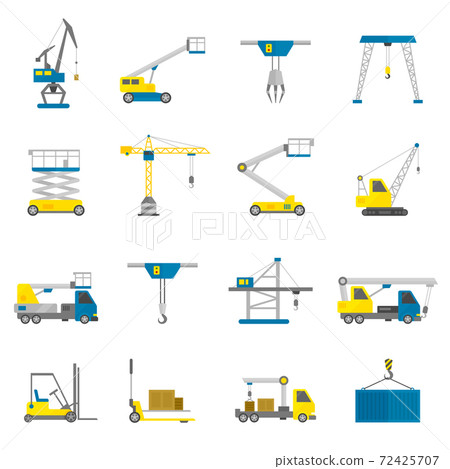 Lifting Equipment Flat Icon Set 72425707