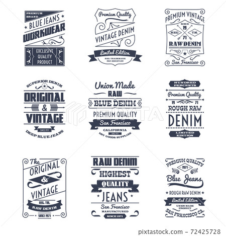 Denim typography logo emblems set Denim typography logo emblems set 72425728