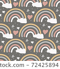 Cute minimalistic Rainbow with stars and cloud trendy colors 72425894
