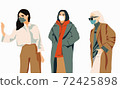 Set of girls in protective medical face masks illustration 72425898