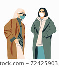 Set of girls in protective medical face masks illustration 72425903