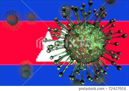 Coronavirus and flag of Cambodia, national pandemic concept, 3d rendering 72427058