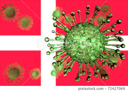 Coronavirus and flag of Denmark, national pandemic concept, 3d rendering 72427069