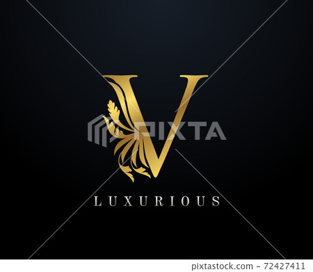 Gold Luxury letter V Logo. Graceful style. Calligraphic beautiful logo. Vintage drawn emblem for book design, brand name, business card, Restaurant, Boutique, Hotel. Vector illustration Gold Luxury letter V Logo. Graceful style. Calligraphic beautiful logo. Vintage drawn emblem for book design, brand name, business card, Restaurant, Boutique, Hotel. Vector illustration 72427411