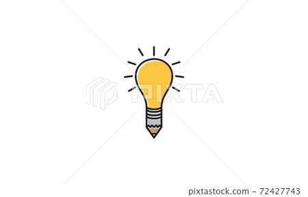 creative pencil with lamp light ideas logo vector icon illustration design 72427743