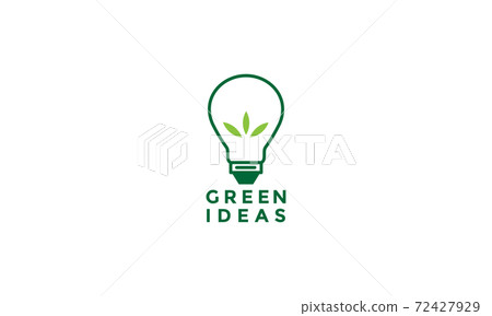 creative lamp idea with leaf green logo vector icon design illustration 72427929