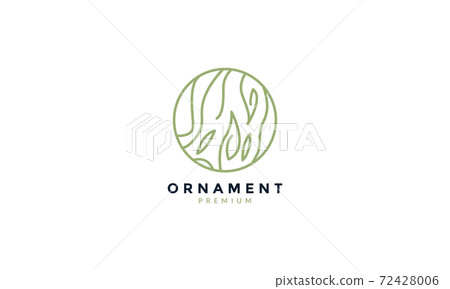 circle with leaf line ornament logo vector icon... - Stock Illustration ...