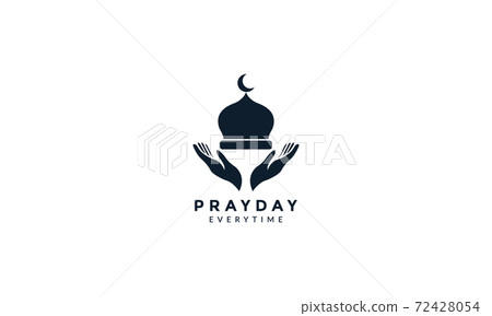 mosque dome with hand pray logo vector icon illustration design 72428054