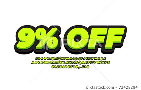 9% nine percent Sale discount promotion 3d  green black 72428284