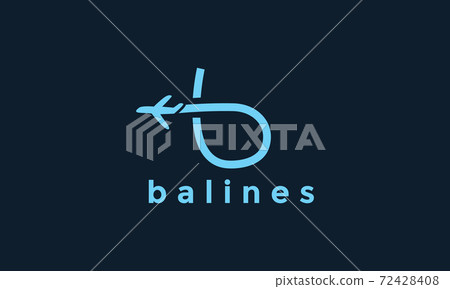 Letter B Line With Airplane Fly Logo Icon... - Stock Illustration ...