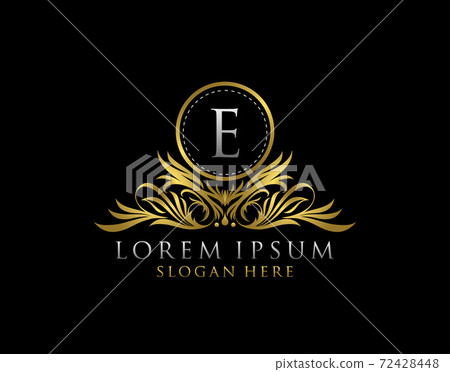 Letter E Luxury Logo. Monogram design elements, graceful template. Calligraphic elegant line art badge design. Business sign for Royalty, Letter Stamp, Boutique, Cafe, Hotel, Heraldic, Jewelry, 72428448