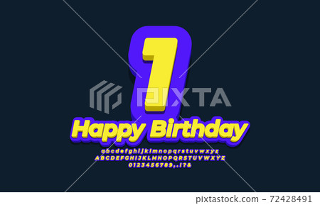 number one year celebration birthday font 3d yellow purple design number one year celebration birthday font 3d yellow purple design 72428491