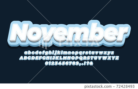 November month  font 3d blue design 72428493