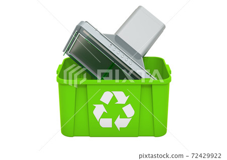 Recycling trashcan with kitchen exhaust hood, 3D rendering 72429922