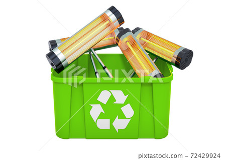 Recycling trashcan with halogen or infrared heaters, 3D rendering 72429924