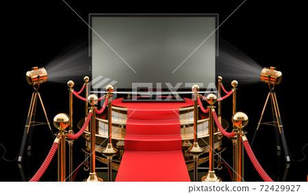Podium with TV set, 3D rendering Podium with TV set, 3D rendering 72429927