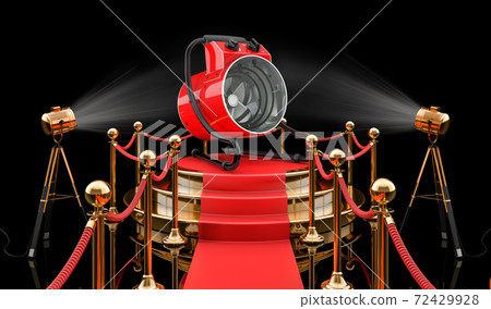 Podium with industrial fan heater, 3D rendering 72429928