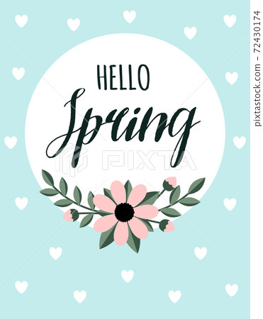cartoon spring card with cute floral frame-插圖素材 [72430174] - PIXTA圖庫