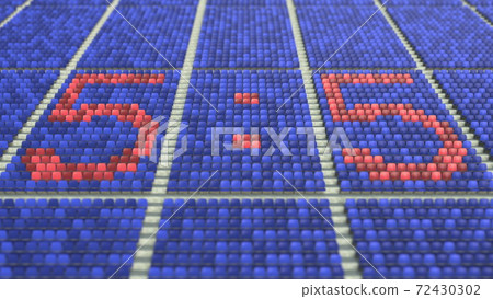 5-5 score made with red and blue stadium seats. 3D rendering 5-5 score made with red and blue stadium seats. 3D rendering 72430302