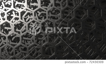 Moving metal plates with hexagonal holes pattern, 3D rendering Moving metal plates with hexagonal holes pattern, 3D rendering 72430309
