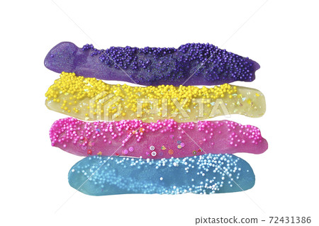 Blurred colorful slimes isolated on white  72431386