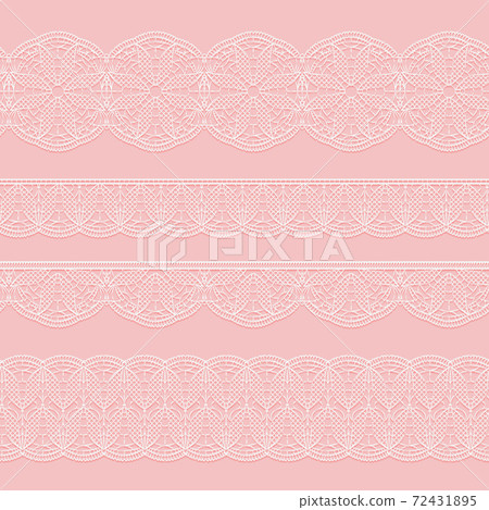 Set of seamless lace white ribbons on a pink... - Stock Illustration ...