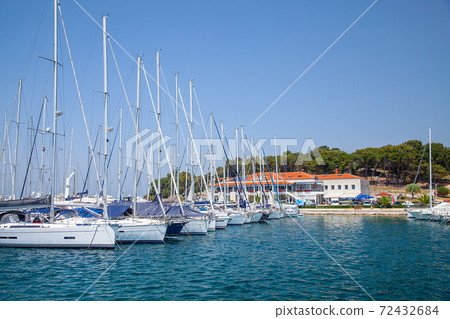 View of the pier with yachts, Marina Port Porec Istrian Peninsula, Croatia, Europe View of the pier with yachts, Marina Port Porec Istrian Peninsula, Croatia, Europe 72432684