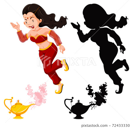 Genie girl magic lantern or aladdin lamp in - Stock Illustration  [72433330] - PIXTA