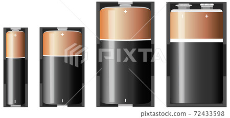 Types of alkaline battery isolated on white background Types of alkaline battery isolated on white background 72433598