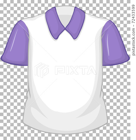 Blank white shirt with purple short sleeves on transparent Blank white shirt with purple short sleeves on transparent 72433599