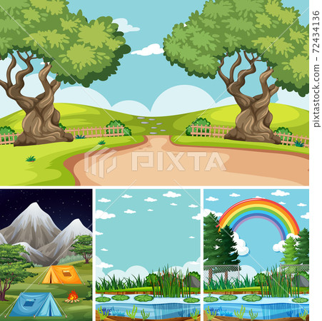Four different scenes in nature setting cartoon style Four different scenes in nature setting cartoon style 72434136