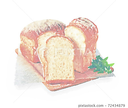 Fluffy mountain-shaped bread, watercolor style 72434879