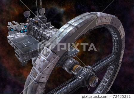 Future space station in deep space 3d illustration 72435251
