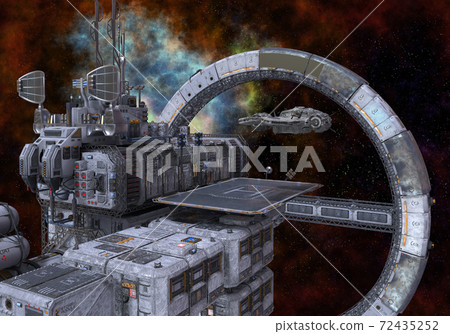 Future space station in deep space 3d illustration 72435252