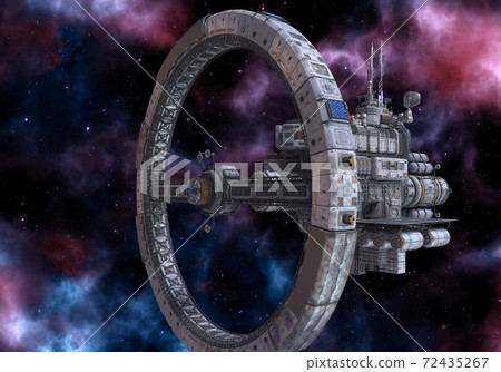 Future space station in deep space 3d illustration 72435267