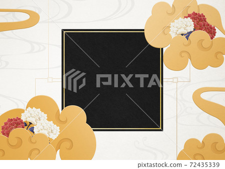 Japanese Modern-Cloud-Peony-White and Black-Frame 72435339