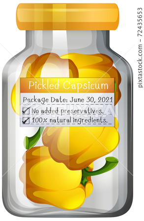 Pickled capsicum preserve in glass jar 72435653