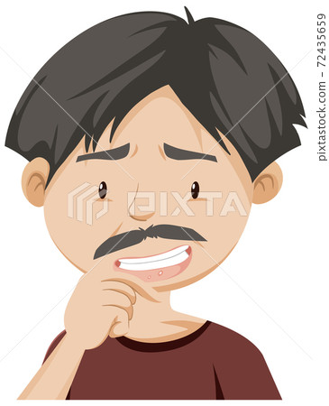 Old man having mouth ulcers Old man having mouth ulcers 72435659