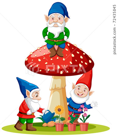 Set of gnome fantasy cartoon character  on white background 72435845