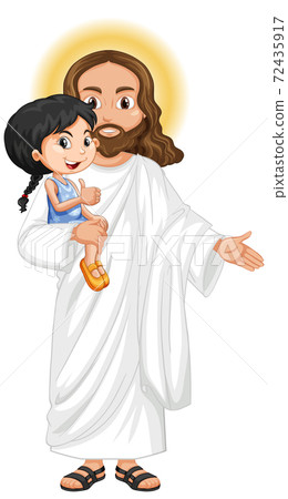 Jesus carry cute girl with feeling merciful 72435917