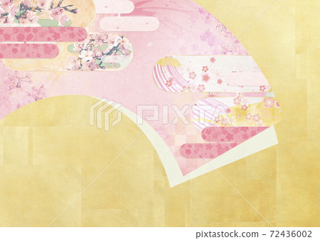 Japanese-style background material with a cherry blossom pattern that feels spring Fan fan-shaped Japonisme 72436002