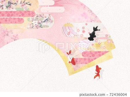 Japanese-style background material with a cherry blossom pattern that feels spring Fan fan-shaped Japonisme 72436004