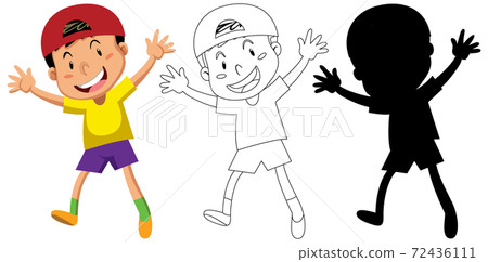 Happy boy in color and in outline and its 72436111
