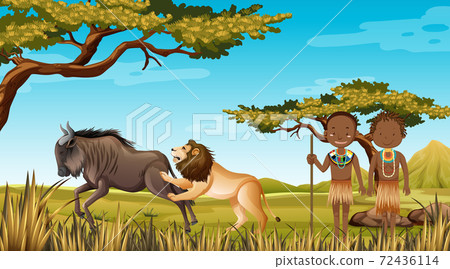 Ethnic people of African tribes in traditional 72436114